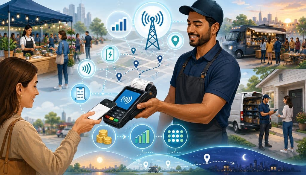 Cellular payment terminal used for mobile transactions across multiple locations
